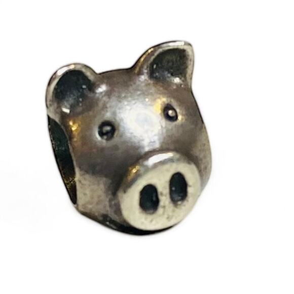 Pandora Sterling Silver Pig Charm Bead Animal Farm Cute 8mm - Picture 1 of 5